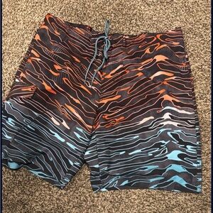 Wave Pattern Men's Swim Board Shorts